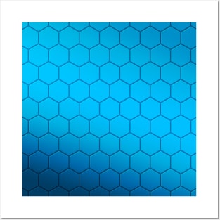 Blue Honeycomb Hexagon Pattern Posters and Art